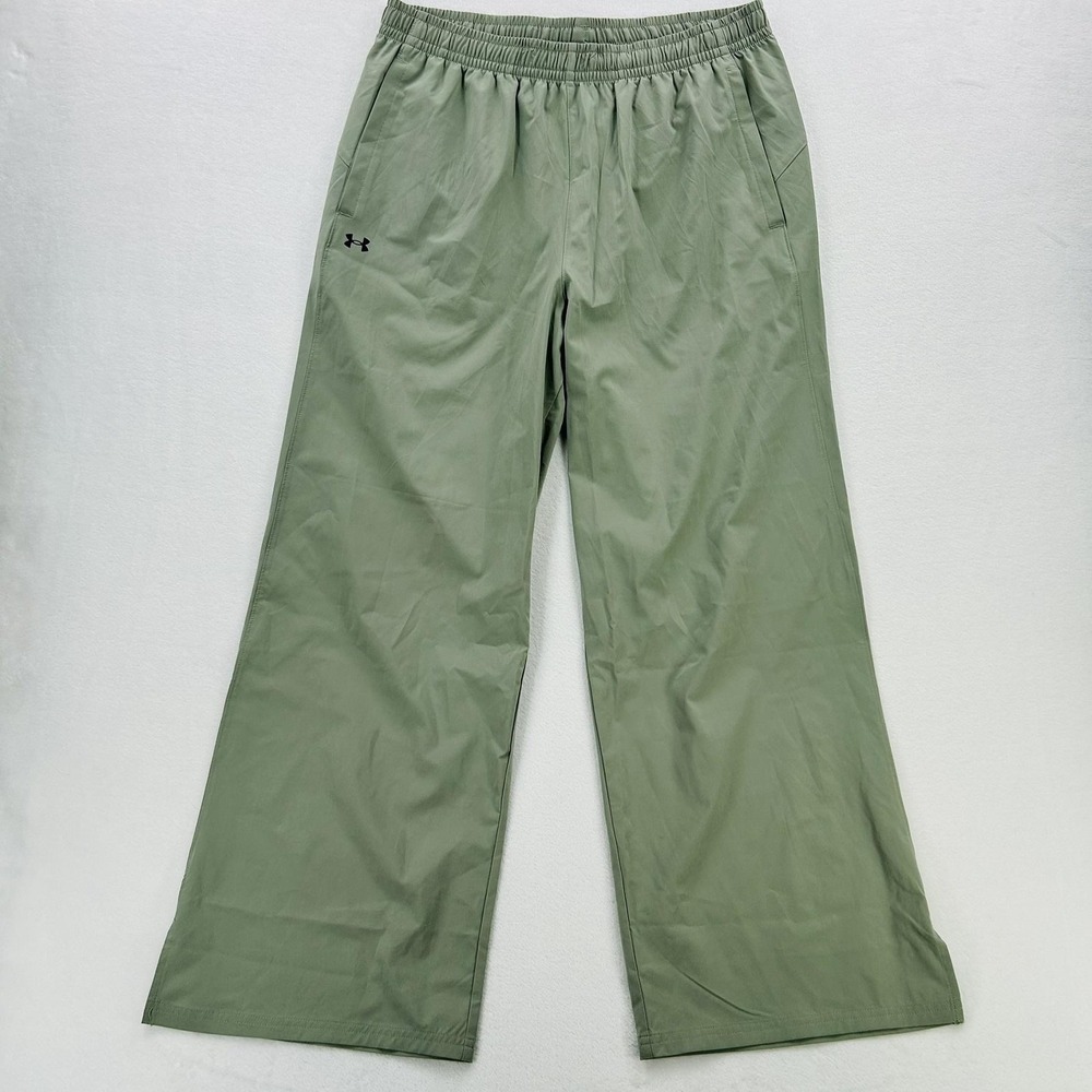 Under Armour Pants Mens Medium Green Woven Track Wide Leg Lightweight Pockets